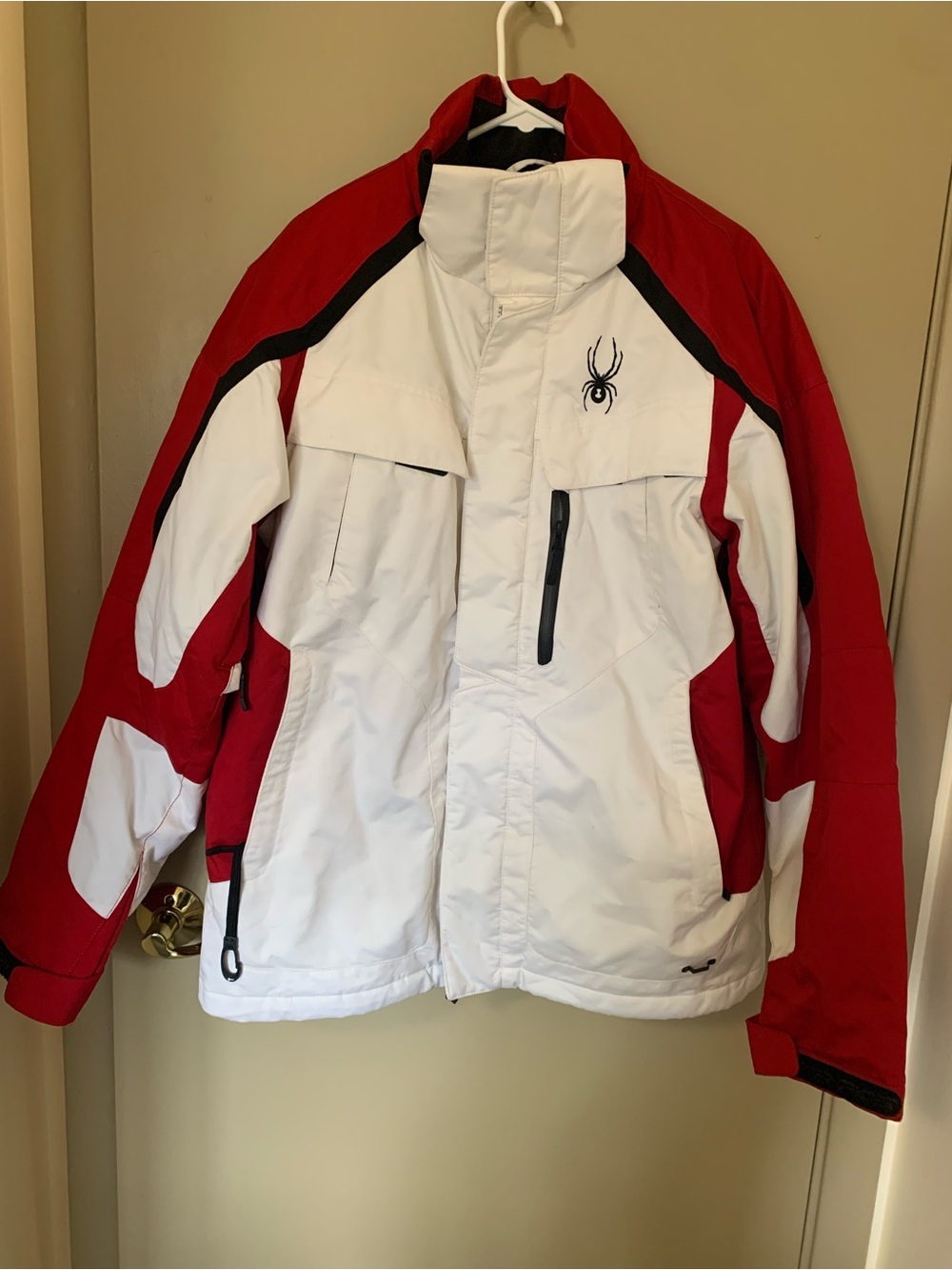 Spyder Dermizax Men's Medium White Red Snowboard Ski Jacket Insulated Full Zip